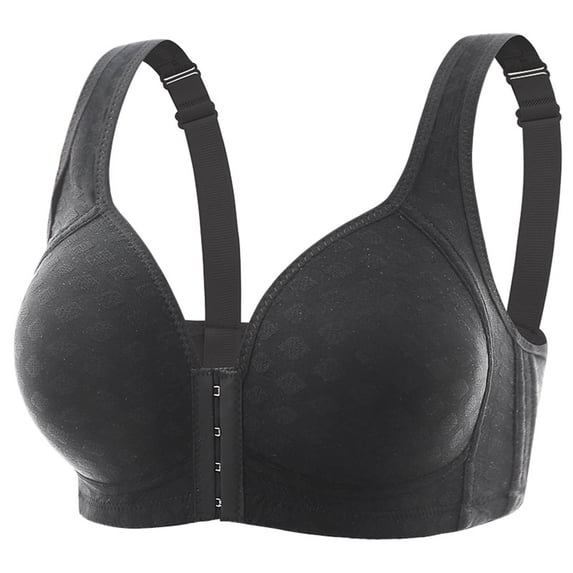 Gyexs Women's Front Closure Wrap Style Comfortable Thin Tank Top Bra for Large Size Support Bras for Older Women, Black, Size 40