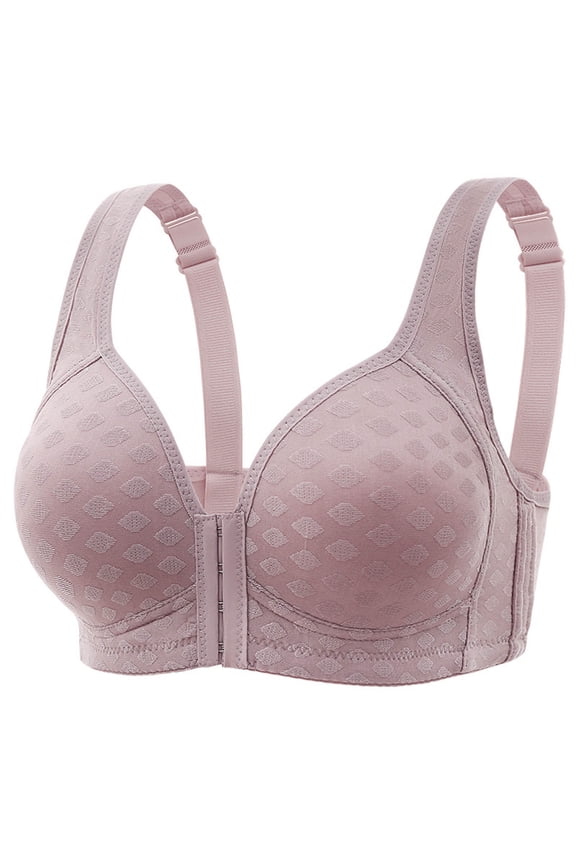 Women's Front Closure Wrap Style Comfortable Thin Tank Top Bra for Large Size Support Sports Bras for Women, Rose Gold, Size 42