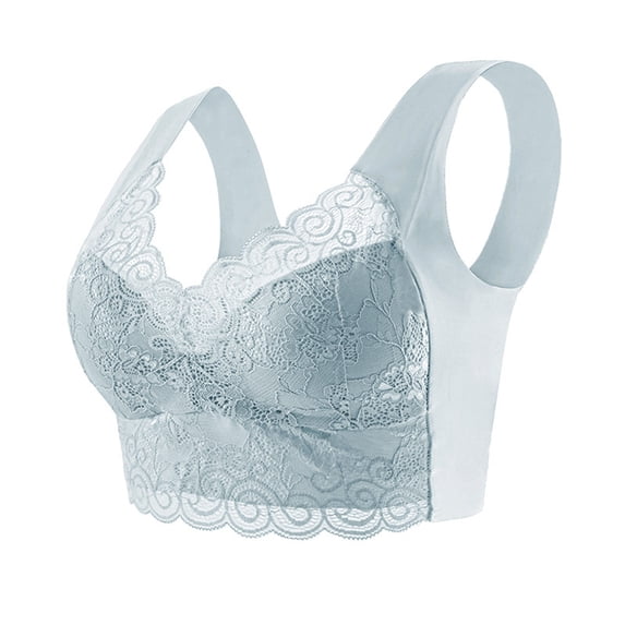 Gyexs Women's Full Figure Lace Overlay Comfort Sleep Bra Seamless Support Underwire Wireless T-Shirt Vest, Grey, Size XXXXL