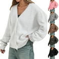 thumbnail image 1 of Gyexs Women's Furry Cropped Cardigan Batwing Sleeves Open Front V-Neck Button Down Loose Casual Knit Sweater Coat (Light Gray, Size S), 1 of 8