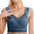 thumbnail image 1 of Gyexs Women's Lace Back Bra Thin Gathered Traceless Underwear Seamless Comfort Drop Style Seamless Bras for Women, Navy, Size L, 1 of 4