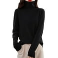 thumbnail image 1 of Gyexs Women's Oversized Fall Sweaters Casual Solid Color Petite Tops Knitwear Wool Base Layer Sweater Pullover Tops Halloween Sweater, Black, Size S, 1 of 4
