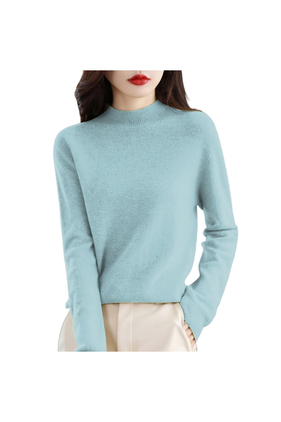 Women's Oversized Fall Sweaters Soft Turtleneck Long Sleeve Wool Sweater Wool Base Layer Sweater Pullover Tops Christmas Sweater, Mint Green, Size XXL