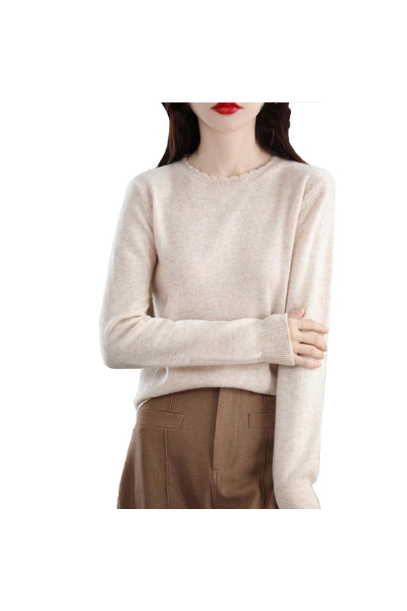 Women's Oversized Fall Sweaters Turtleneck Long Sleeve Ribbed Knit Shirts Warm Soft Wool Seamless Pullover Christmas Sweater, Beige, Size L