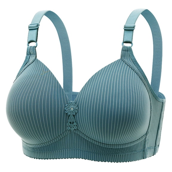 Gyexs Women's Plus Size Comfortable No Underwire Bra Thin Breathable Everyday Wear Bras for Older Women, Blue, Size 46