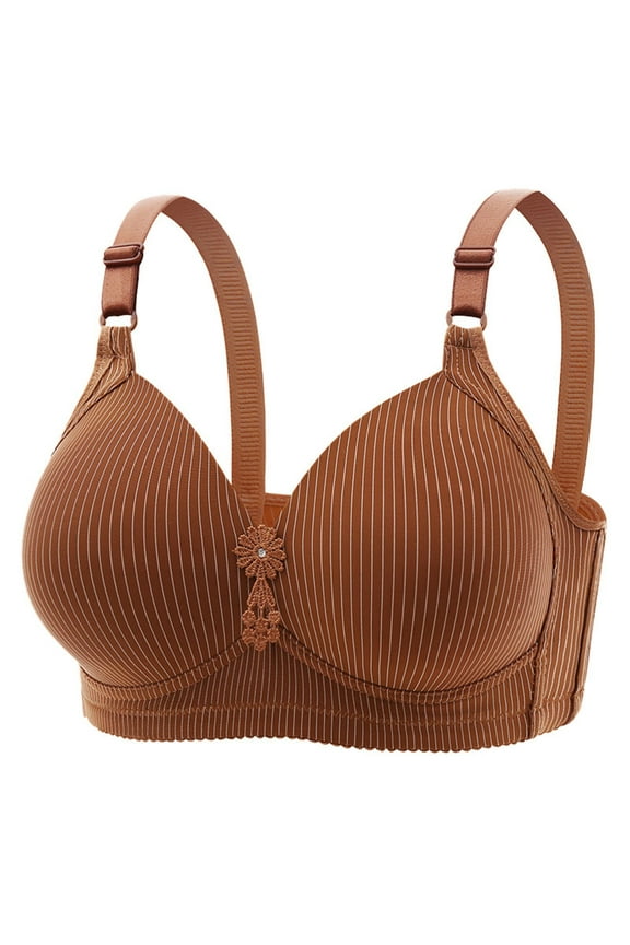 Women's Plus Size Comfortable No Underwire Bra Thin Breathable Everyday Wear Bras for Women, Coffee, Size 46