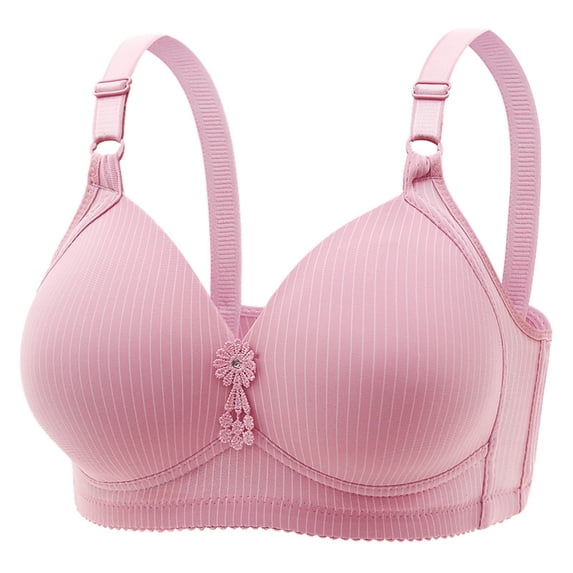 Gyexs Women's Plus Size Comfortable No Underwire Bra Thin Breathable Everyday Wear Wireless Bras for Women, Rose Gold, Size 46