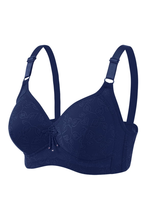 Women's Push Up Wireless Bra Support Comfort No Underwire Bralette Everyday Wear Underwear Bras for Older Women, Blue, Size 36