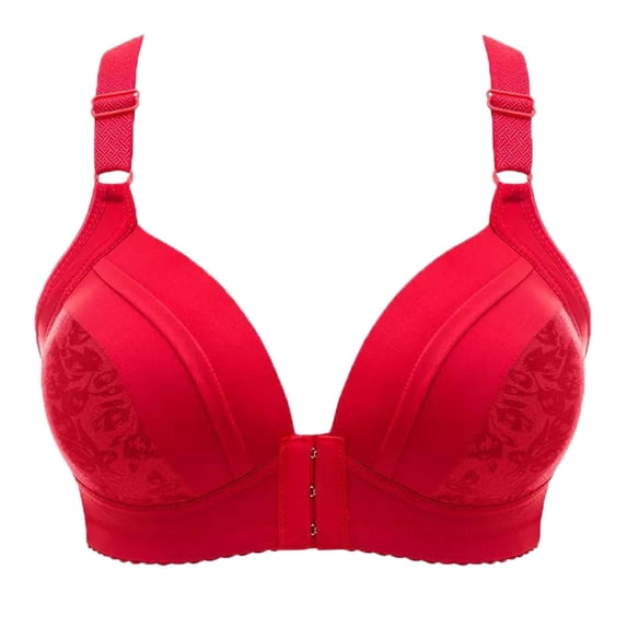 Gyexs Women's Push Up Wireless Bra Support Comfort No Underwire Bralette Everyday Wear Underwear Jelly Bras for Women, Red, Size 50