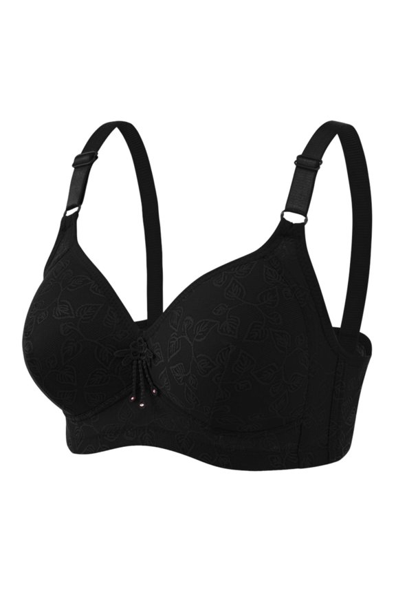 Women's Push Up Wireless Bra Support Comfort No Underwire Bralette Everyday Wear Underwear Womens Bras, Black, Size 46