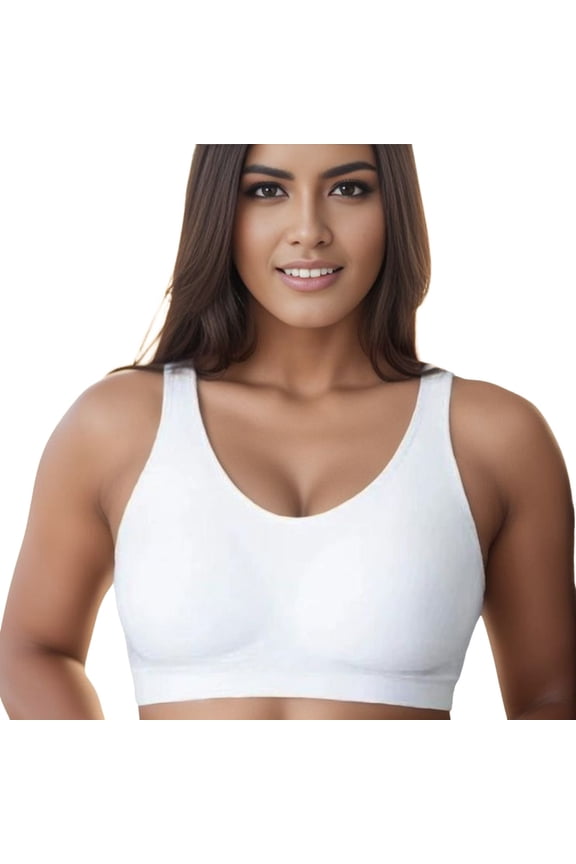 Women's Shiny Silk Sports Bra Wirefree High Support Comfortable Tank Top For Small Plus Size, White, Size XXXL
