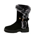 thumbnail image 1 of Gyexs Women's Snow Boots Knee High, Winter Shoes for Women Size 6, Fold Over, Buckle, Riding, Round Toe, Outerwear, Black, Size 6, 1 of 8