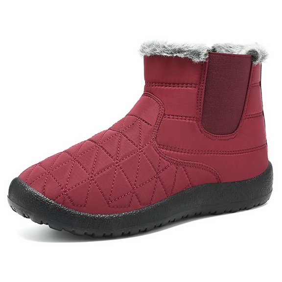 Gyexs Women's Snow Boots Size 11, Winter Shoes Women Size 9, Fuzzy, Snap, Western, Bump Toe, Men's Fashion, Red, Size 6.5