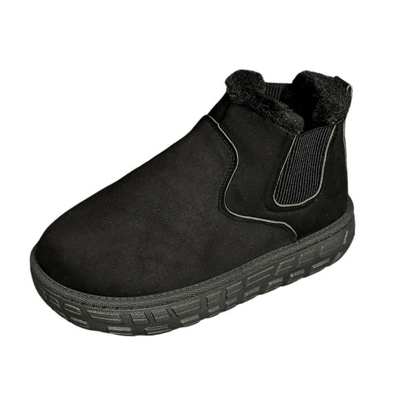 Gyexs Women's Snow Boots Size 7.5, Winter Shoes Women Work, Arch Support, Zip, Riding, Wingtip Toe, Outerwear, Black, Size 6