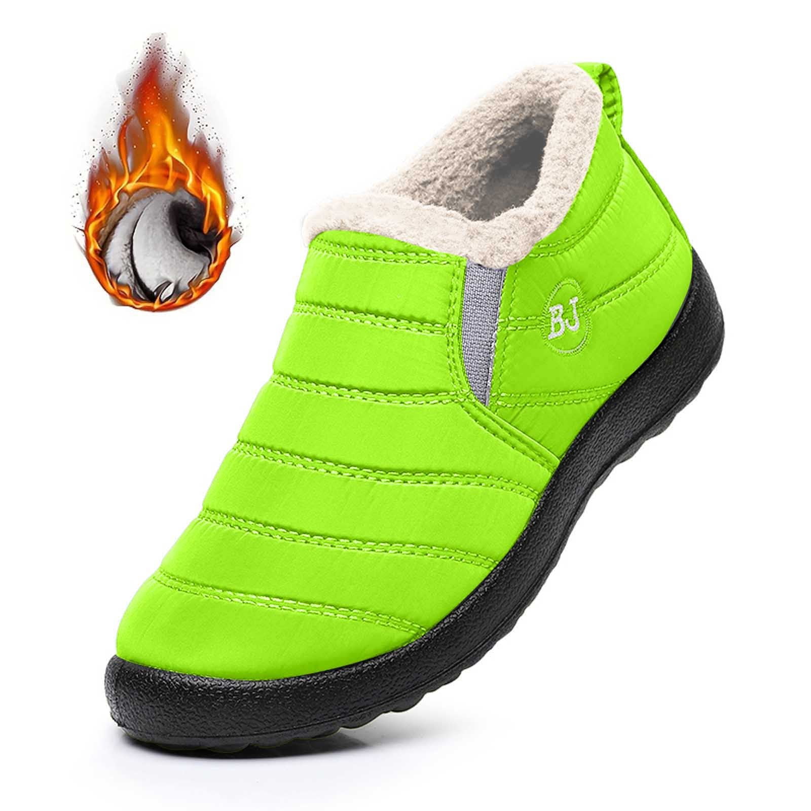 Gyexs Women's Snow Boots Size 7.5, Winter Shoes for Men Lightweight, Fuzzy, Bungee, Moto, Round Toe, Outdoor Wear, Mint Green, Size 9