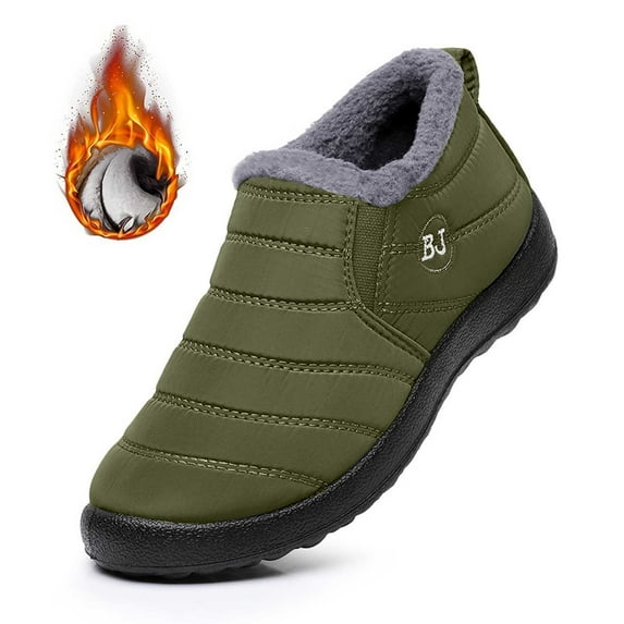 Gyexs Women's Snow Boots Slip On, Womens Winter Shoes Wide, Wide Calf, Slip-On, Hiking, Square Toe, Winter Clothes, Green, Size 8.5