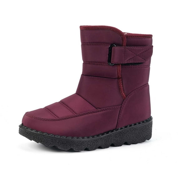 Gyexs Women's Snow Boots Tall, Winter Shoes for Women 2025 Boots, Lightweight, Buckle, Rain, Cap Toe, Winter Clothes, Red, Size 10.5