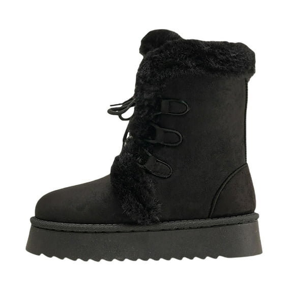 Gyexs Women's Snow Boots Tall, Winter Shoes for Women 2025 Dressy, Insulated, Button, Riding, Square Toe, Winter Clothes, Black, Size 7