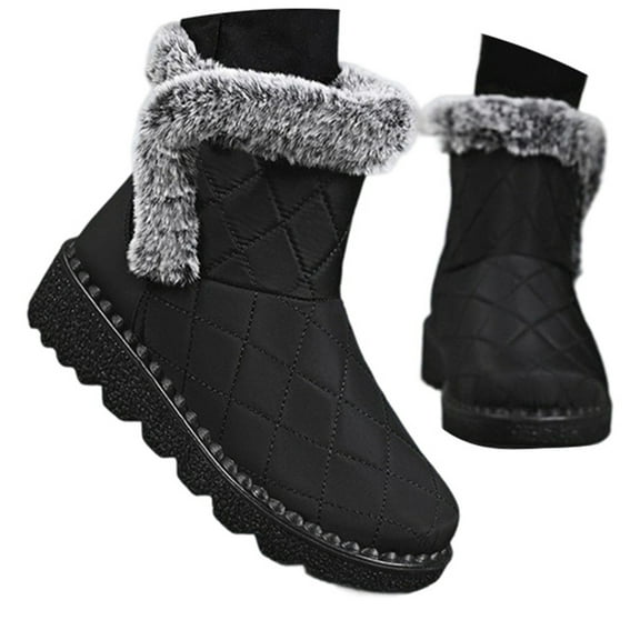 Gyexs Women's Snow Boots Tall, Winter Shoes for Women Wide Width, Wide Calf, Zip, Cold Weather & Shearling, Square Toe, Men's Fashion, Black, Size 8