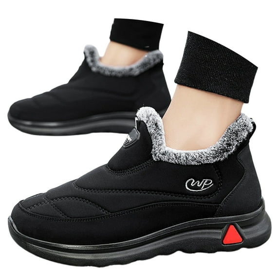 Gyexs Women's Snow Boots Wide Width, Winter Shoes for Women 2025 Casual, Cushioned, Slip-On, Cold Weather & Shearling, Cap Toe, Outdoor Wear, Black, Size 7.5