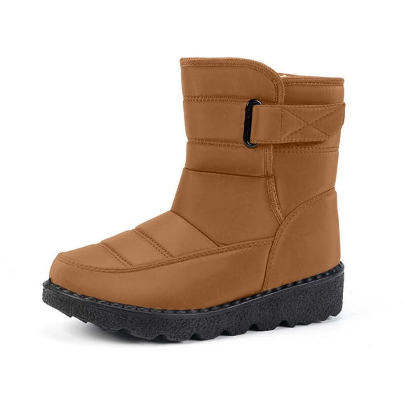 Gyexs Women's Snow Boots with Heels, Womens Winter Shoes Dressy Casual, Cushioned, Buckle, Hiking, Aluminum Toe, Outerwear, Yellow, Size 8.5