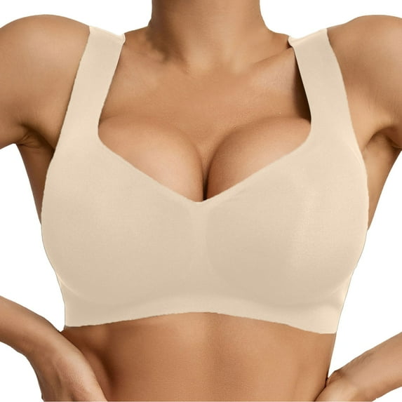 Gyexs Women's Supportive Comfort Bras Seamless Underwear Activewear T-Shirt Bra Plus Size Full Coverage Everyday Wear, Beige, Size M