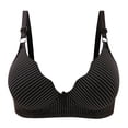 thumbnail image 1 of Gyexs Women's Thin Stripe Print Bra Breathable Comfort Underwear with Gathers Decoration Push Up Bras for Women, Black, Size 36, 1 of 4