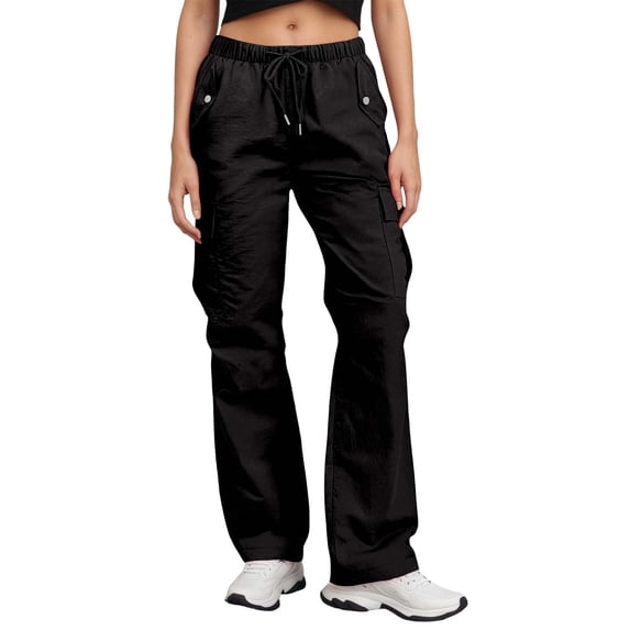 Gyexs Women's Travel Pants Wide Leg Loose Loungewear Pants High Waisted Athletic Joggers Womens Clothes, Black, Size L