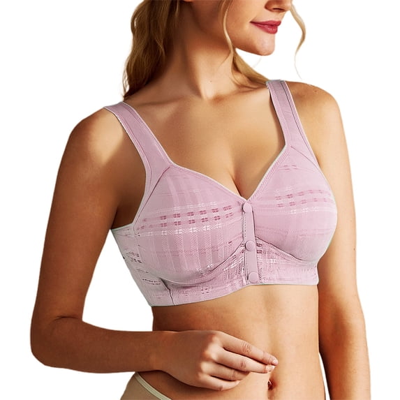 Gyexs Women's Wireless Front Closure Bra Adjustable Back Support Thin Comfort Supportive Tank Top For Lift, Pink, Size D