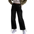 thumbnail image 1 of Gyexs Womens Baggy Wide Leg Jeans Mid Rise Vintage Flare Barrel Jeans Ruffle Pleated Denim Pants with Drawstring Black, 1 of 5