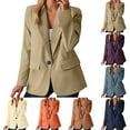 thumbnail image 1 of Gyexs Womens Blazer Business Casual Open Front Long Sleeve Blazers Lightweight Button Lapel Collar Slim Fashion Work Tops, Orange, Size S, 1 of 6