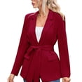 thumbnail image 1 of Gyexs Womens Blazers Work Casual Dress Jackets Long Sleeve Light Weight Trench Coat Loose Fit Outerwear with Belts, Red, Size XL, 1 of 6