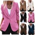 thumbnail image 1 of Gyexs Womens Business Casual Blazers Long Sleeve Notch Lapel Trendy Work Blazer Jackets Spring Fall Outerwear Coat, Coffee, Size M, 1 of 6