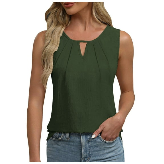 Gyexs Womens Business Casual Tank Top Summer Sleeveless Outfits 2025 Spring Fall Trendy Dressy Work Shirt (Green, S)