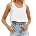 thumbnail image 1 of Gyexs Womens Country Concert Tank Tops Solid Color Crop Top Summer Outfits for Girl (White, XXL), 1 of 4