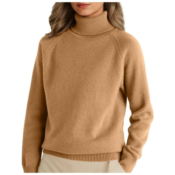 Gyexs Womens Fall Sweaters Casual Classic Soft Loose Fit Basic Pullover Fall Loose Knit Pullover Sweater Tops Fall Winter Outfits, Brown, Size XL