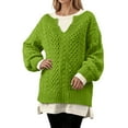 thumbnail image 1 of Gyexs Womens Fall Sweaters Casual Classic Soft Loose Fit Basic Pullover Knit Loose Thin Fall Winter Sweater Blouse Womens Winter Clothes, Green, Size XXXL, 1 of 4