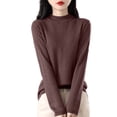 thumbnail image 1 of Gyexs Womens Fall Sweaters Soft Turtleneck Long Sleeve Wool Sweater Warm Soft Wool Seamless Pullover Christmas Sweater, Brown, Size M, 1 of 3