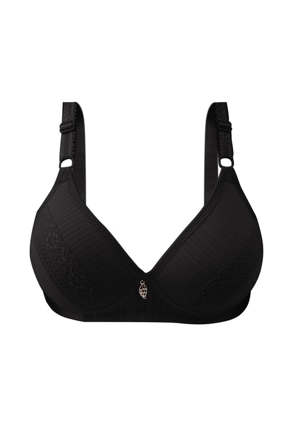 Womens French Lingerie Open Back Bralette Summer Lightweight Comfortable No Underwire Bud Bra, Black, Size 40