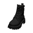 thumbnail image 1 of Gyexs Womens Leather Lace Up Platform Ankle Boots with Double Side Zipper Classic Round Toe Chunky Heel Mid Calf Booties Black Size 5.5, 1 of 9