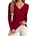 thumbnail image 1 of Gyexs Womens Long Sleeve V Neck Sweaters Ribbed Knit Slim Fit Lightweight Sweater Solid Basic Casual Pullover Tops A01 & Size M, 1 of 5