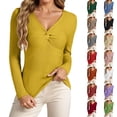 thumbnail image 1 of Gyexs Womens Long Sleeve V Neck Sweaters Ribbed Knit Slim Fit Lightweight Sweater Solid Basic Casual Pullover Tops, Z01 Red, Size L, 1 of 6