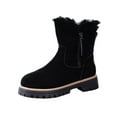 thumbnail image 1 of Gyexs Womens Mid-Calf Snow Boots Winter Warm Furry Boots Comfortable Wide Calf on Fashion Riding Boots with Side Zipper, Black, Size 6.5, 1 of 8