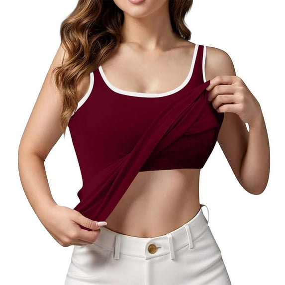 Gyexs Womens Shelf Bra Camisole with Built in Bras 2025 Summer Basic Layer Padded Shirts Casual Workout Yoga Undershirt (, XXXXL)