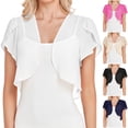 thumbnail image 1 of Gyexs Womens Shrugs for Summer Dress Puff Short Sleeve Cropped Open Front Sheer Shawl Lightweight Chiffon Cardigans (Navy, Size XXL), 1 of 7
