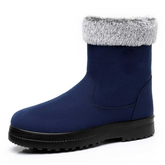Gyexs Womens Snow Boots Size 9, Winter Shoes for Women 2025, Fuzzy, Pull-On, Moto, Round Toe, Women's Fashion, Blue, Size 8