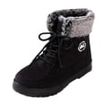 thumbnail image 1 of Gyexs Womens Snow Boots Slip On Womens Winter Shoes Warm Fuzzy Lace Up Round Toe Flat Mid Calf Boots Z01 Black Size 8.5, 1 of 9