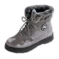 thumbnail image 1 of Gyexs Womens Snow Boots Slip On Womens Winter Shoes Warm Fuzzy Lace Up Round Toe Flat Mid Calf Boots Z01 Grey Size 8, 1 of 9