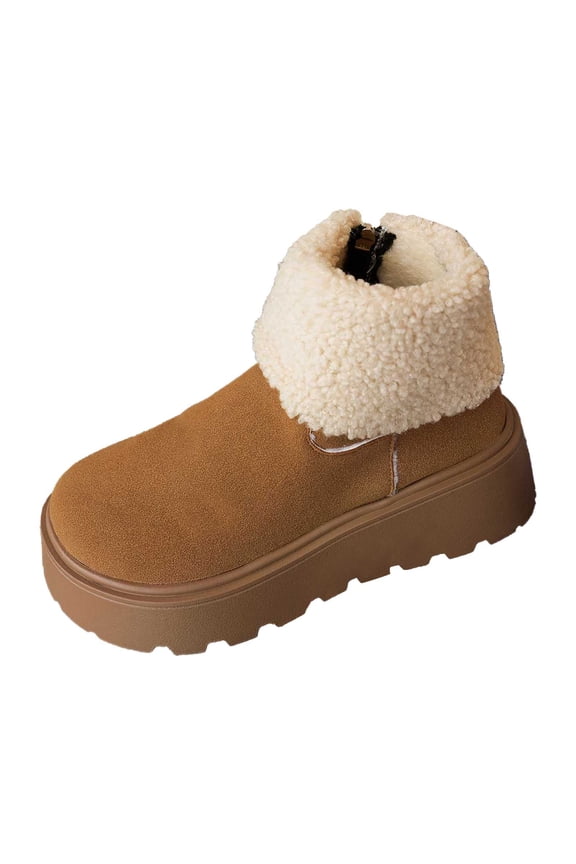 Womens Snow Boots Waterproof, Winter Shoes for Women 2025 Dressy, Fold Over, Hook & Loop, Chukka, Aluminum Toe, Outdoor Wear, Brown, Size 6
