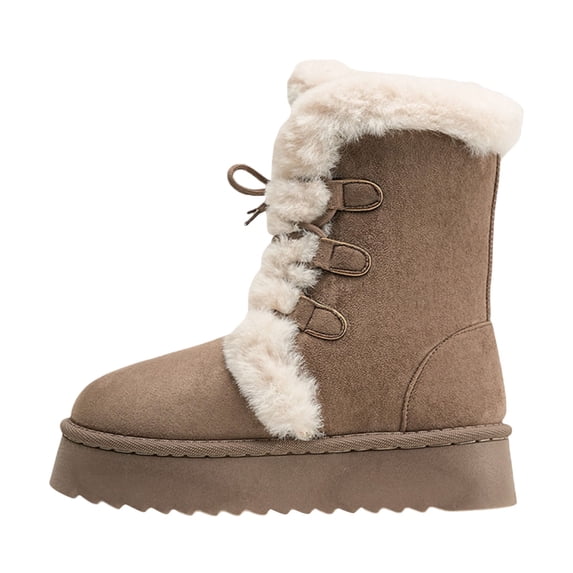 Gyexs Womens Snow Boots, Winter Shoes Women Boots, Flexible, Hook & Loop, Chukka, Open Toe, Outerwear, Khaki, Size 6